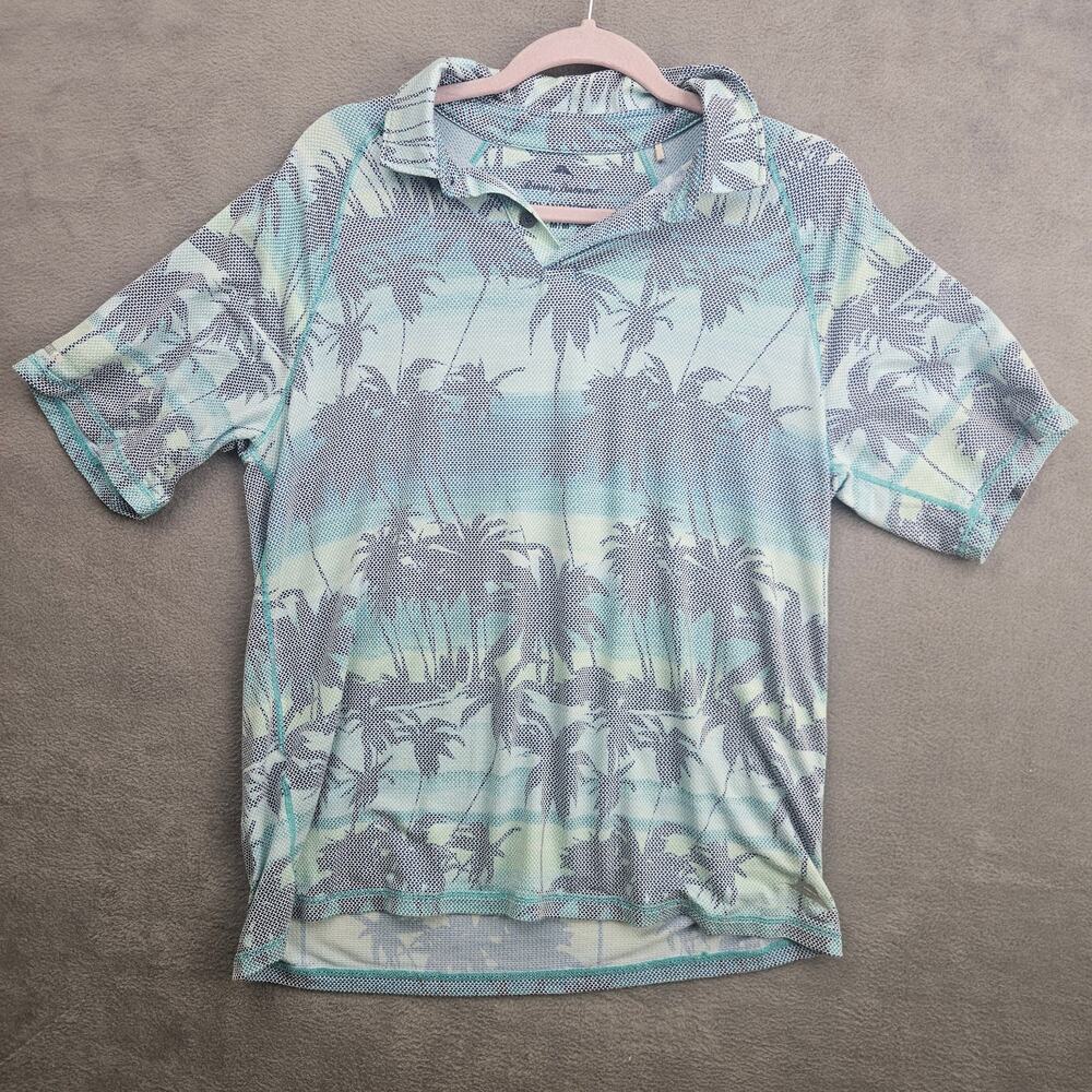 Tommy Bahama Men's Palm Trees Print IslandZone Rayon Blend Polo Shirt Sz Medium